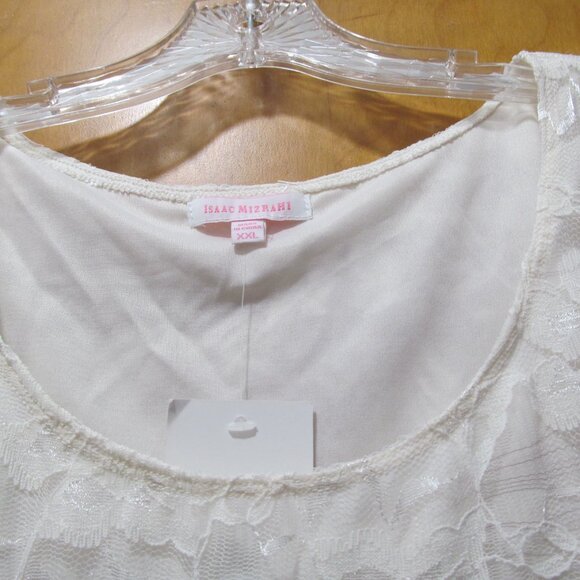 NWT Isaac Mizrahi Floral Lace Top Short Sleeve Lined Ivory "Ivy" Size XXL - Picture 5 of 16
